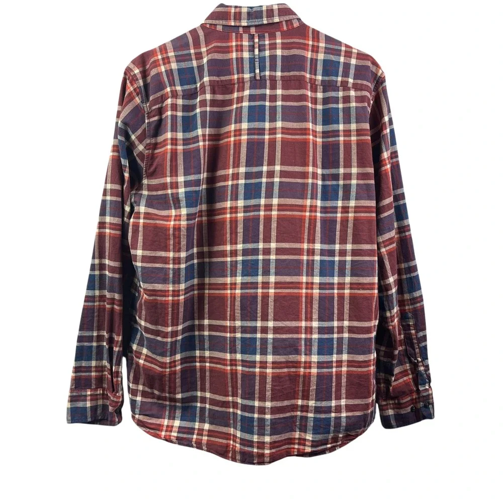 Banana Republic Luxe Flannel Slim Shirt Mens L Burgundy Plaid